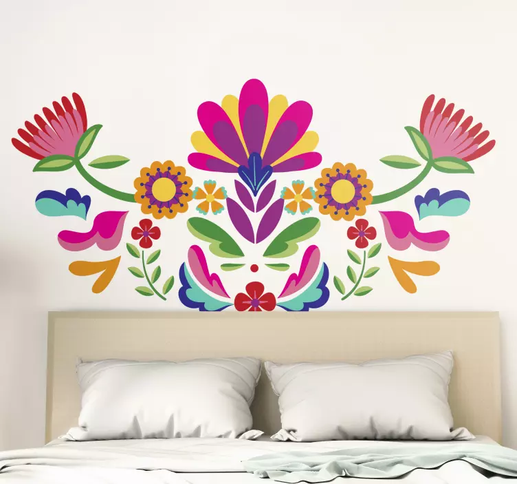 Bed hoofdbord stickers Mexicaanse bloem hoofdeinde - TenStickers