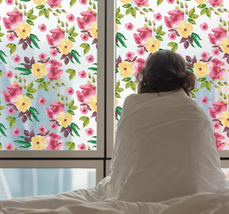 Bloemenpatroon raamsticker - TenStickers