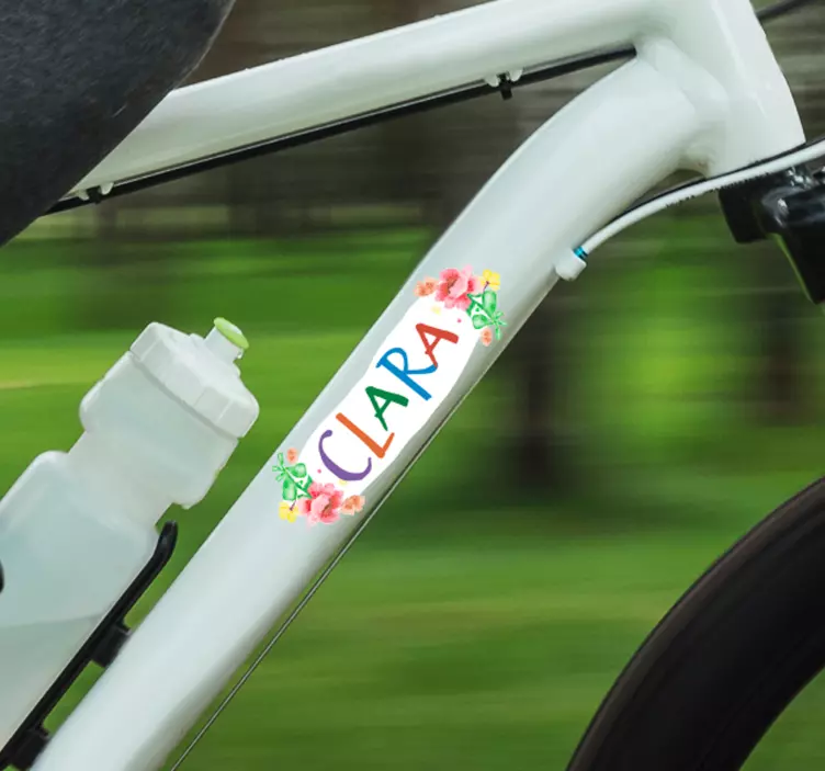 Muurstickers bloemen fiets naamsticker - TenStickers