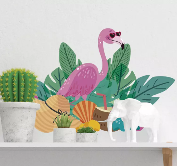 Muurstickers bloemen Zomer flamingo - TenStickers