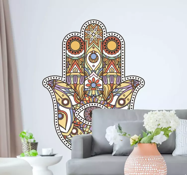 Muursticker woonkamer geloof Hamsa met oog - TenStickers