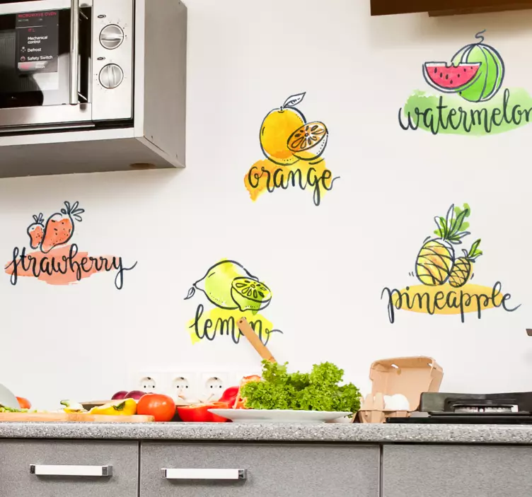 Keuken muursticker fruitnamen - TenStickers
