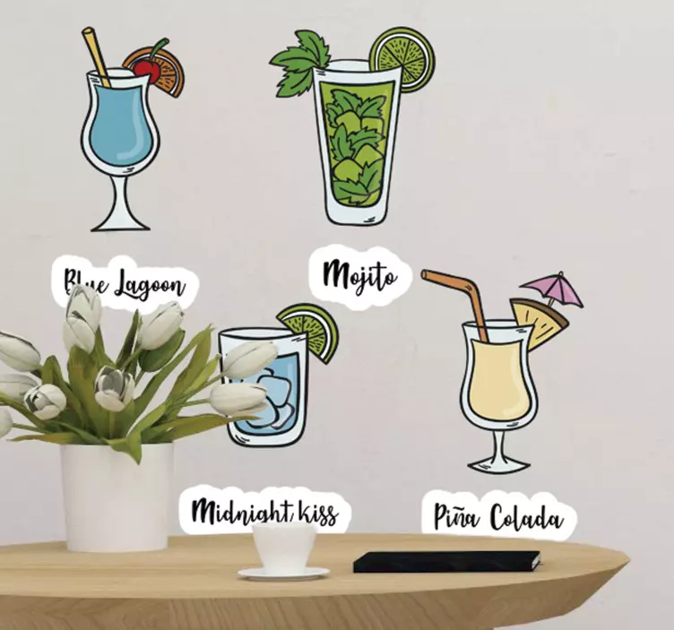 Muurstickers keuken zomer cocktails - TenStickers