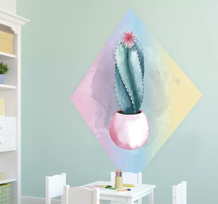 Kinderkamer muursticker aquarel cactus - TenStickers
