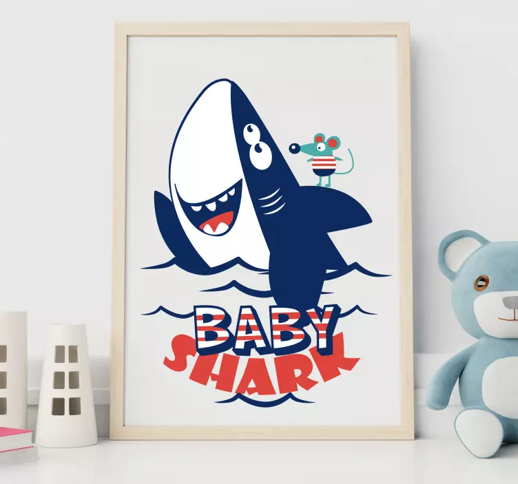 Muurstickers kinderkamer baby shark en muisje - TenStickers