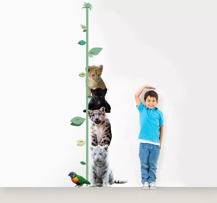 Kinderkamer muursticker dieren groeimeter - TenStickers