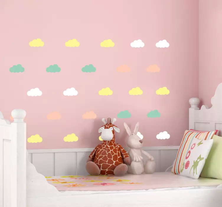 Muursticker kinderkamer Kleurrijke wolken - TenStickers