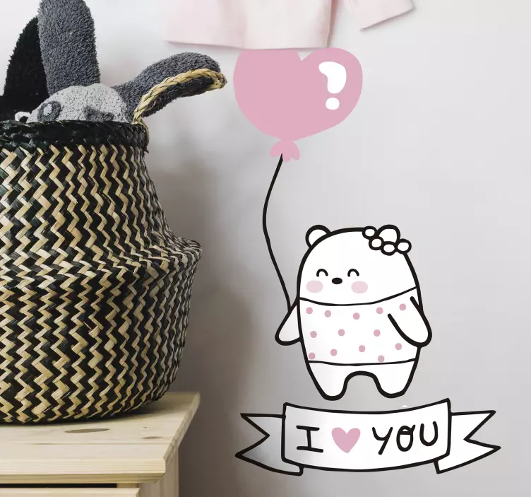 Kinderkamer muursticker liefdevolle beer - TenStickers