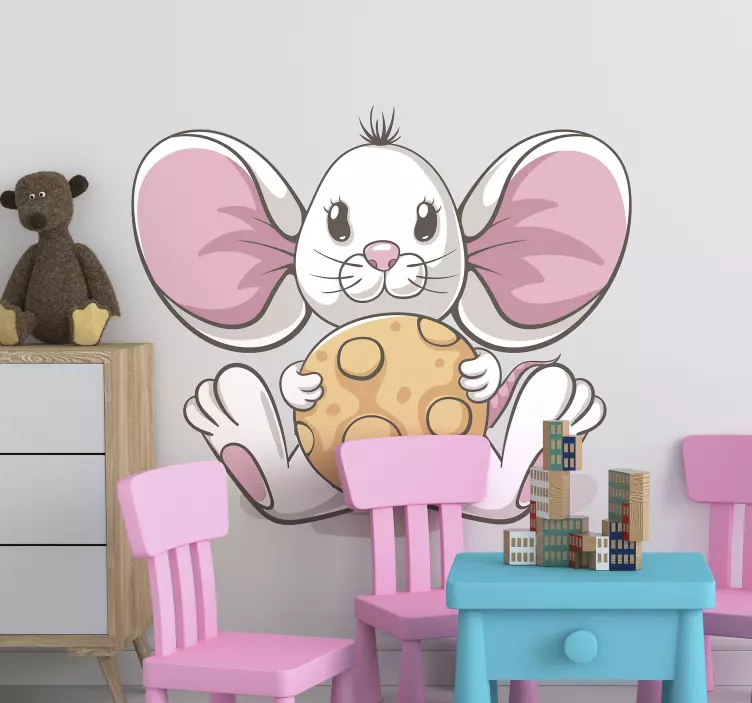 Muurstickers kinderkamer muis met koekje - TenStickers