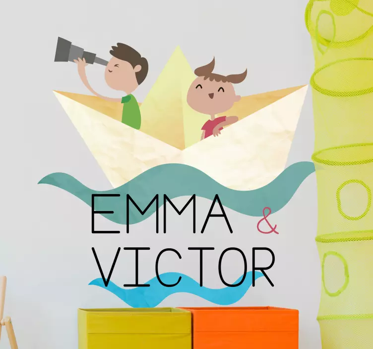 Kinderkamer muursticker papieren boot - TenStickers