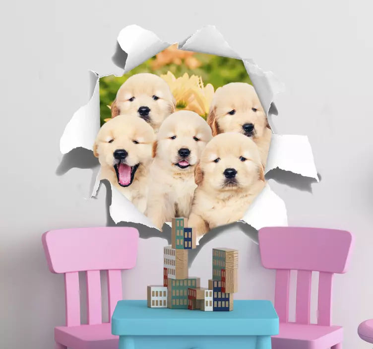 Muurstickers kinderkamer schattige puppy's - TenStickers