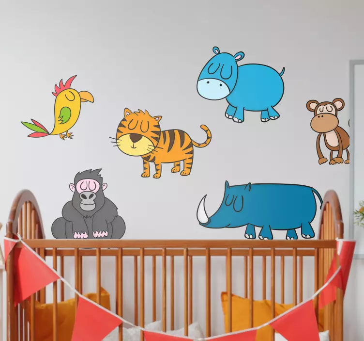Kinderkamer muursticker slapende dieren - TenStickers