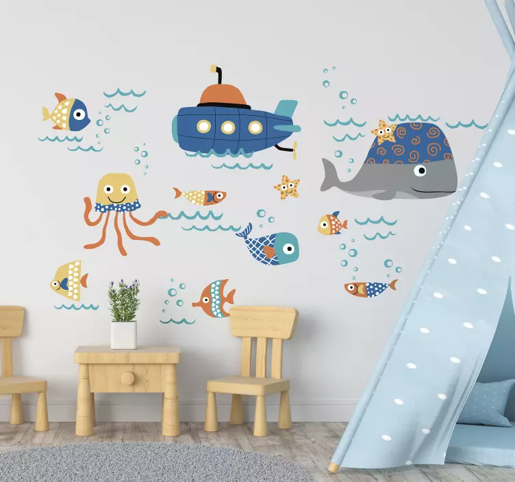 Muurstickers kinderkamer waterdieren - TenStickers