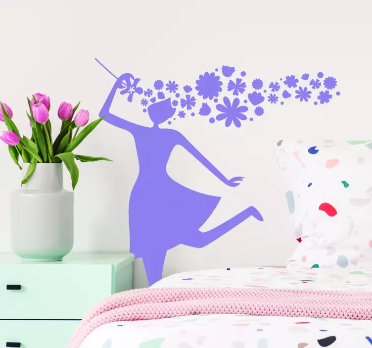 Muurstickers  silhouet lente vrouw - TenStickers