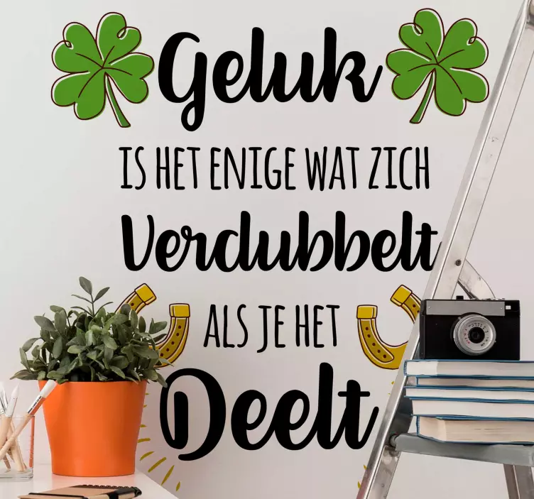 Muurstickers motiverende tekst Geluk - TenStickers
