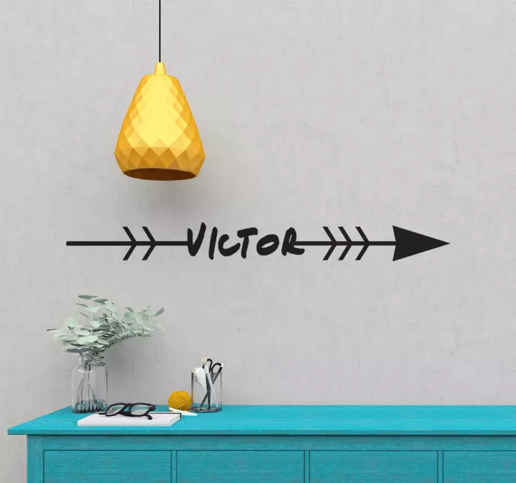 Muursticker woonkamer met gepersonaliseerde pijl - TenStickers