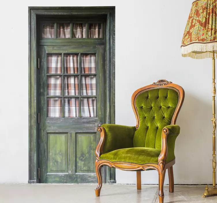 Muurstickers ornament Houtendeur - TenStickers