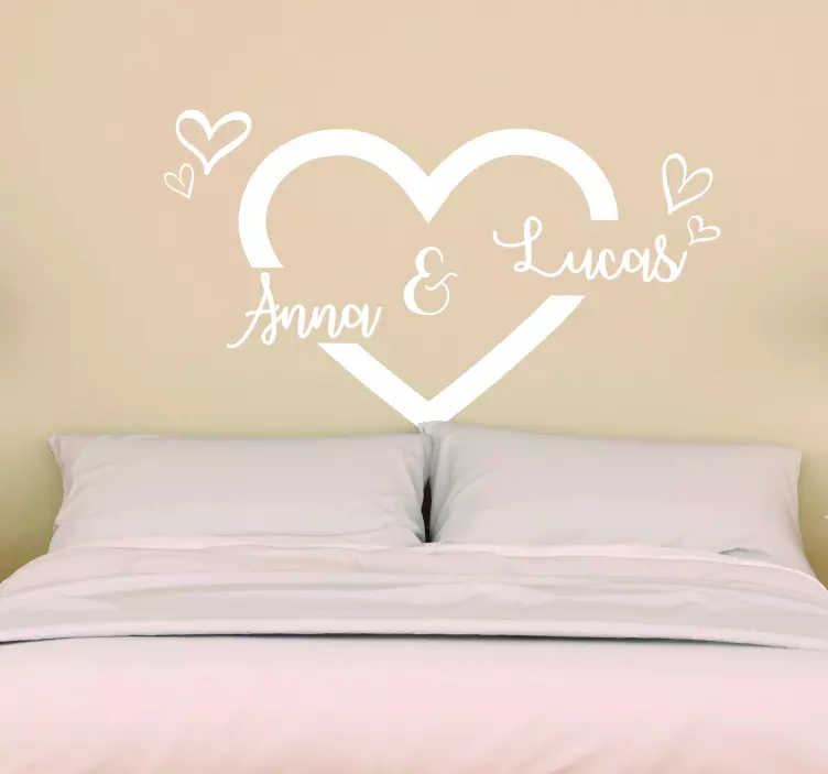 Muurstickers slaapkamer hart met namen - TenStickers