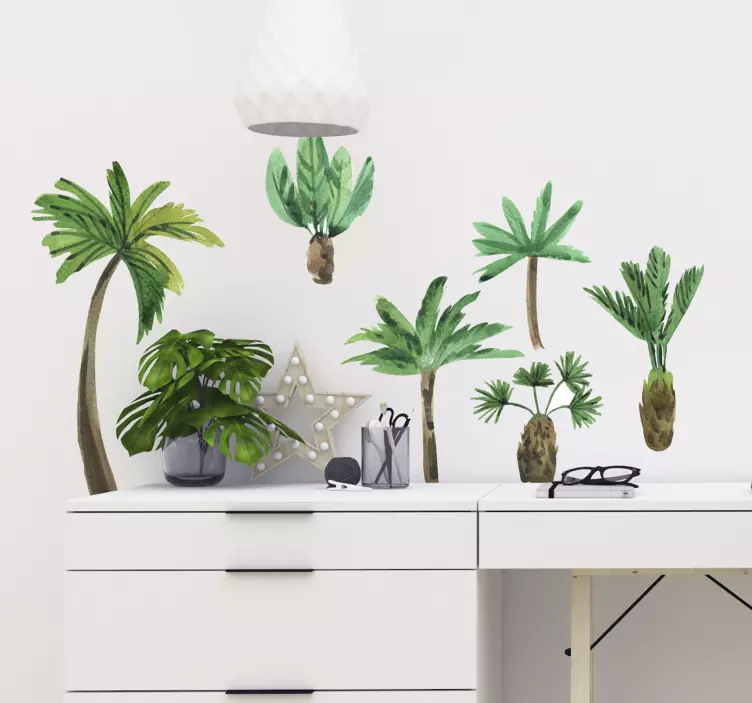 Muurstickers slaapkamer kleine palmboompjes - TenStickers