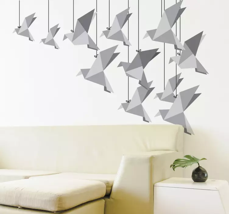 Muursticker origami vogels - TenStickers