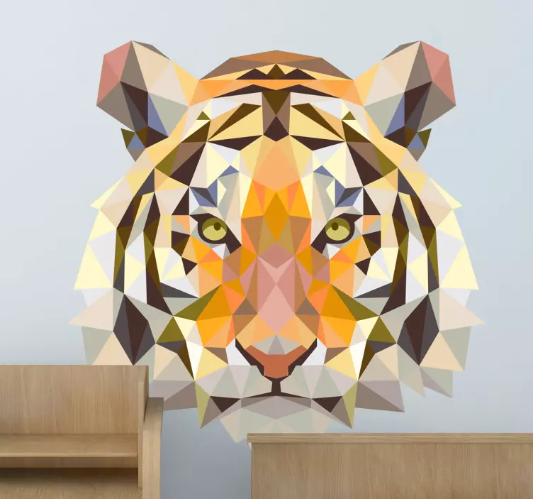 Muursticker woonkamer dieren prisma tijger - TenStickers
