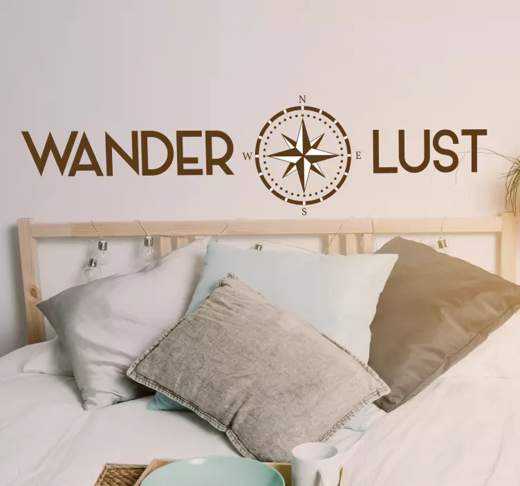 Muursticker slaapkamer Wanderlust kompas - TenStickers