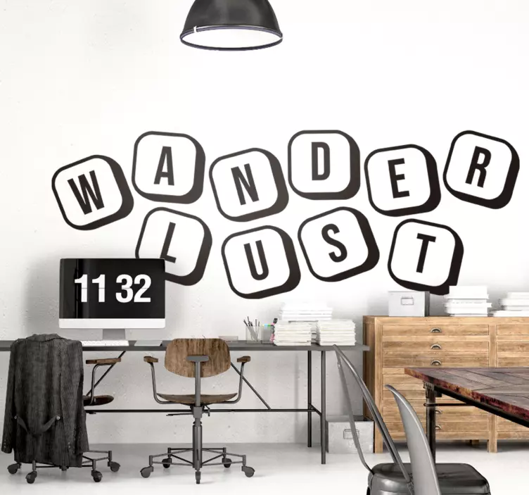 Slaapkamer muursticker Wanderlust scrabble - TenStickers