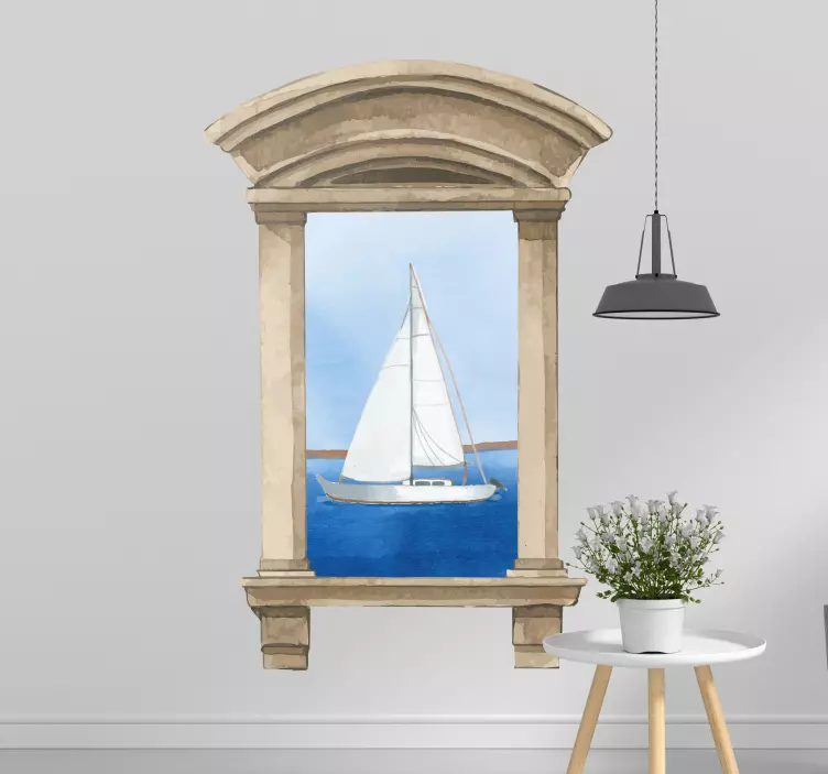 Muurstickers slaapkamer zeilboot schilderij - TenStickers