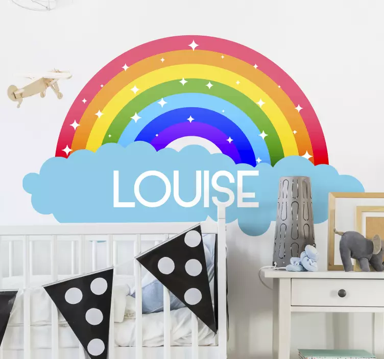Tekeningen stickers Regenboogwolken met naam - TenStickers