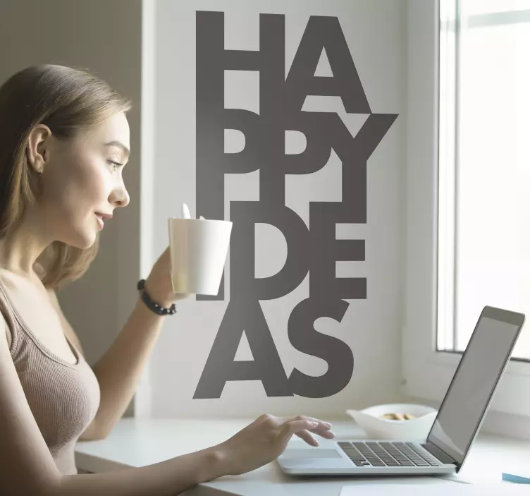 Tekst Muursticker Happy Ideas - TenStickers