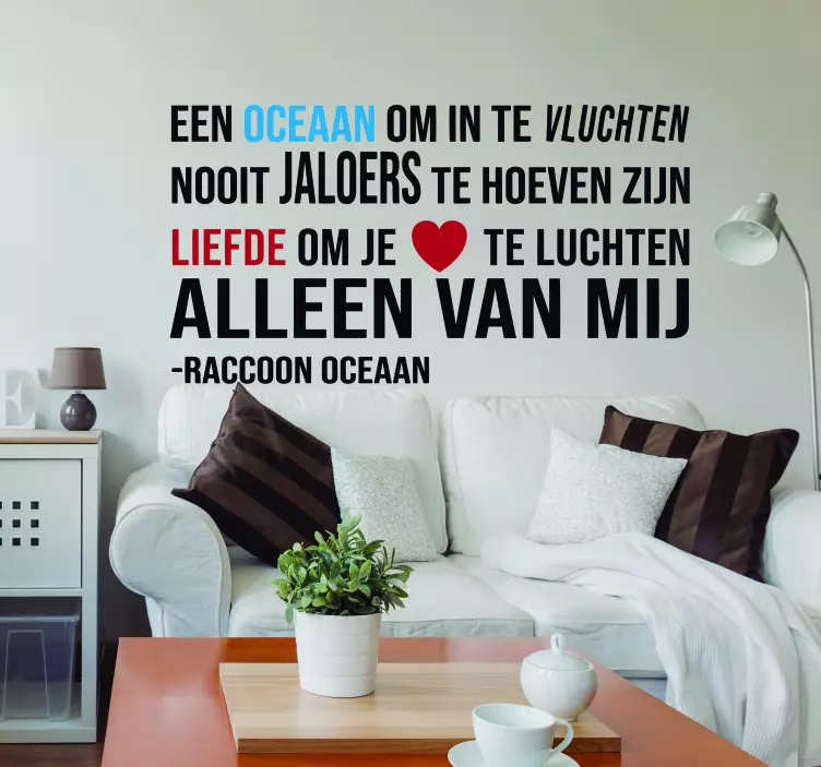 Muurstickerswoonkamer met Raccoon Oceaan - TenStickers