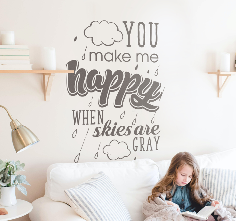 Tekst muursticker You make me happy - TenStickers