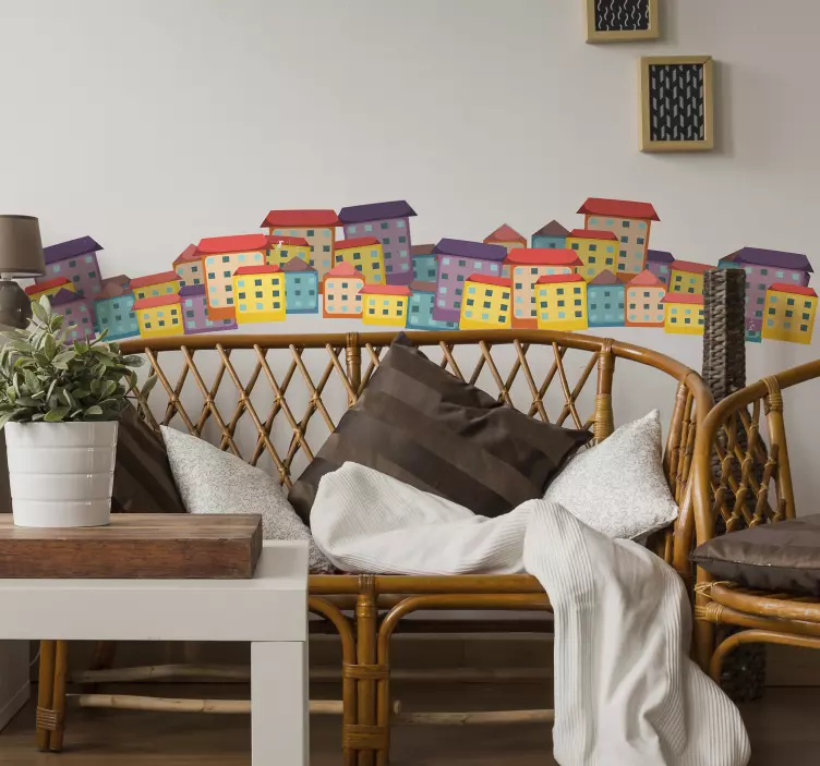 Muurstickers tienerkamer kleur huisjes - TenStickers