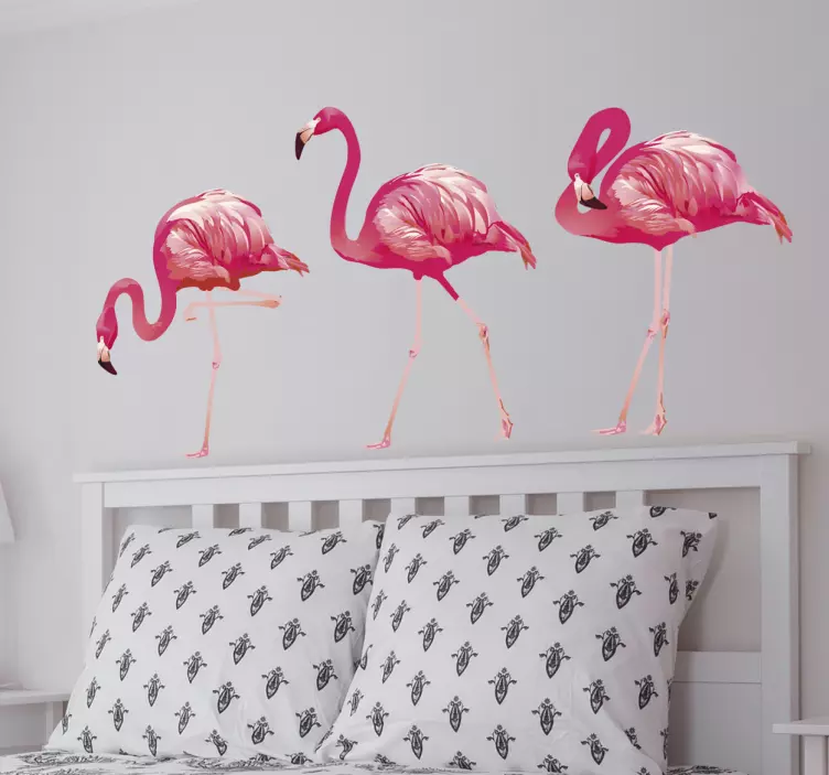 Raamstickers vogels Realistische flamingo's - TenStickers