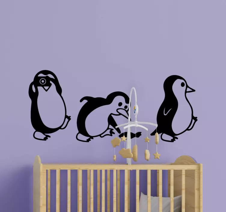 Vogel muursticker met schattige pinguïns lopen - TenStickers