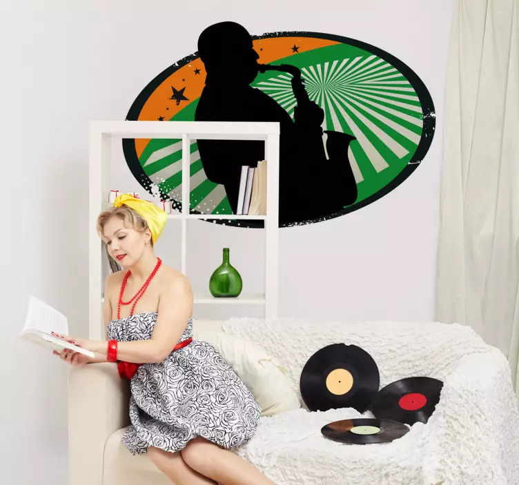 Muzieksticker Man met Saxofoon - TenStickers