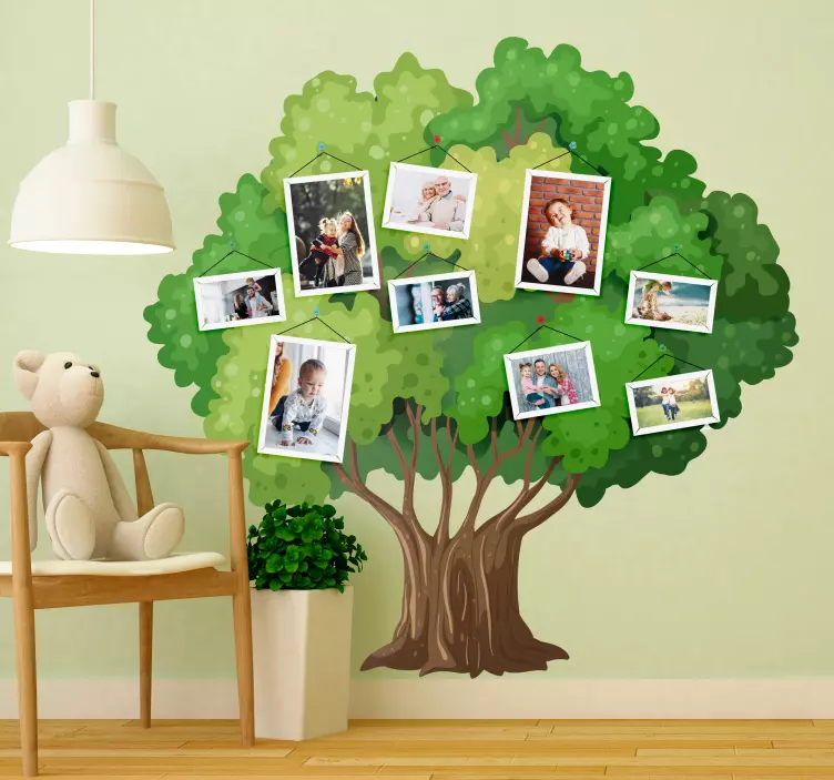 Natuur muursticker familie foto boom - TenStickers