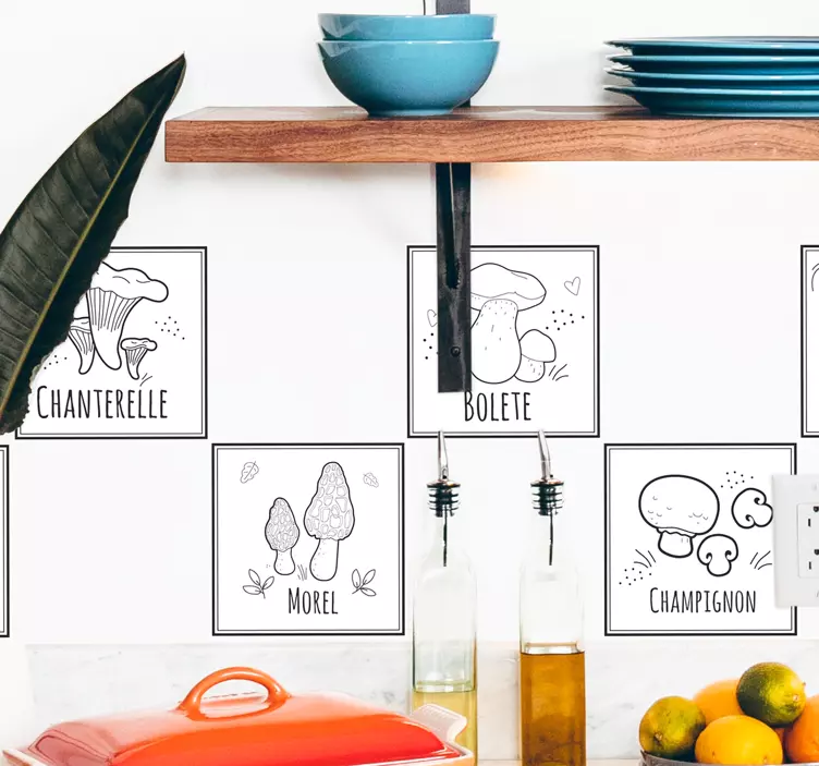 Natuur muursticker paddenstoel culinaire labels - TenStickers