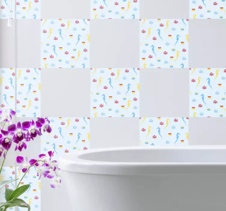 Natuur muursticker zeepaardje natuur spetter - TenStickers