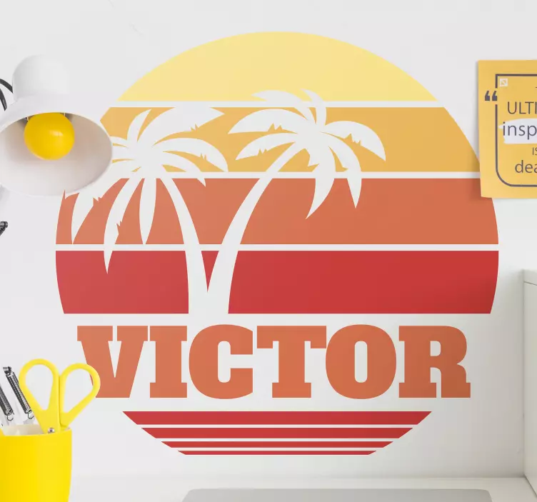 Natuur muursticker zonsondergang palm silhouet - TenStickers