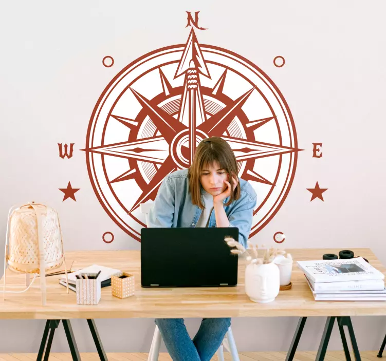 Nautisch richtingkompas locatie sticker - TenStickers