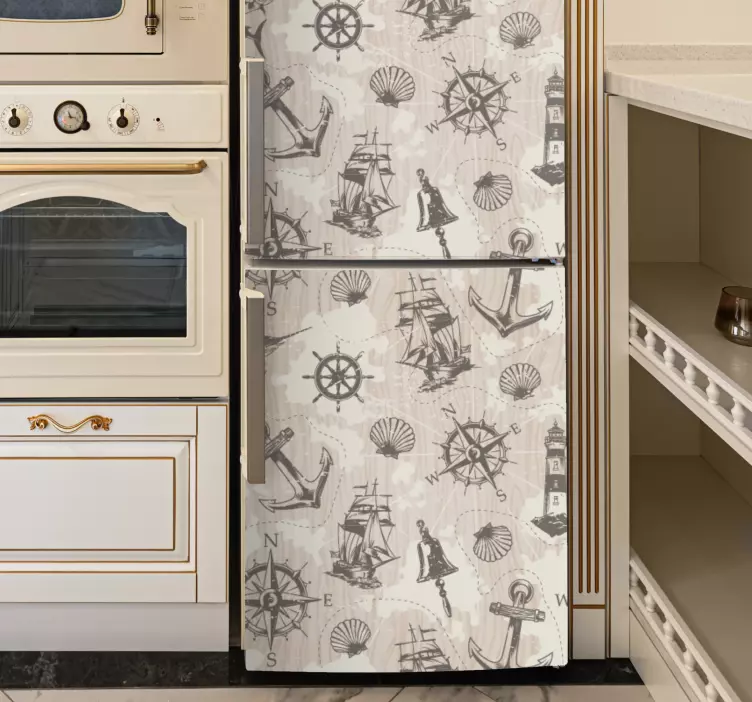 Nautisch thema ontwerp koelkast sticker - TenStickers