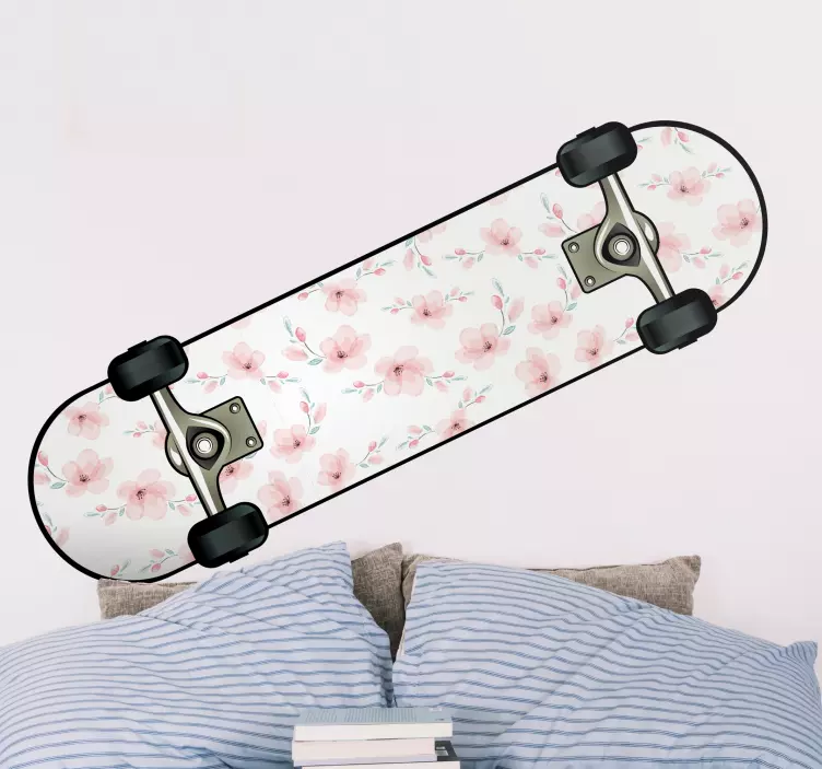 Object sticker bloemenpatroon skateboard - TenStickers