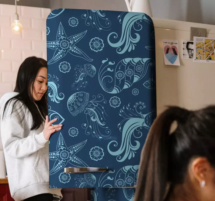 Oceanisch zeeleven koelkast sticker - TenStickers