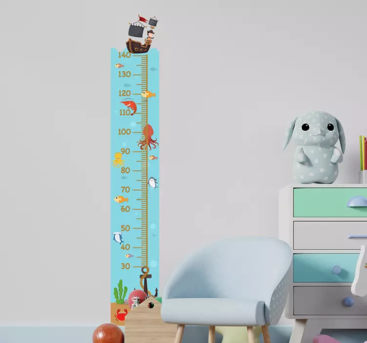 Onderzeese hoogte grafiek zelfklevende muursticker - TenStickers