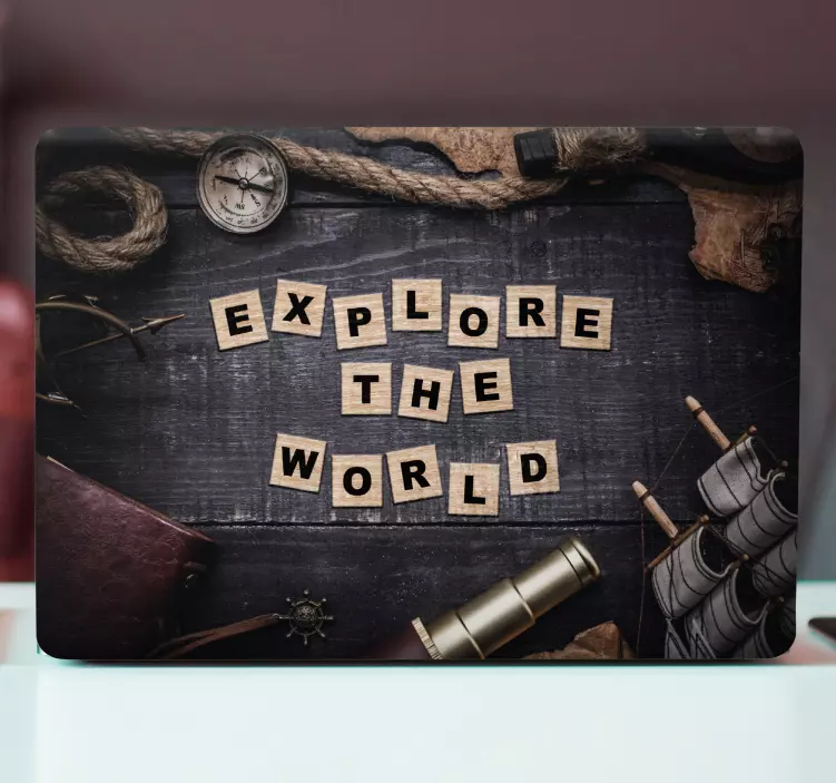 Ontdek de wereldbol laptop sticker - TenStickers