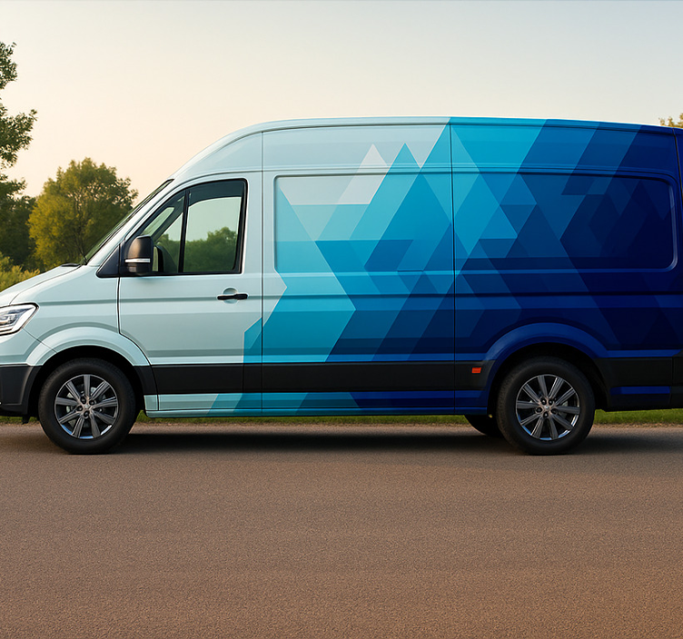 Ontwerp met blauwe driehoeken sticker vrachtwagen en bestelwagen - TenStickers