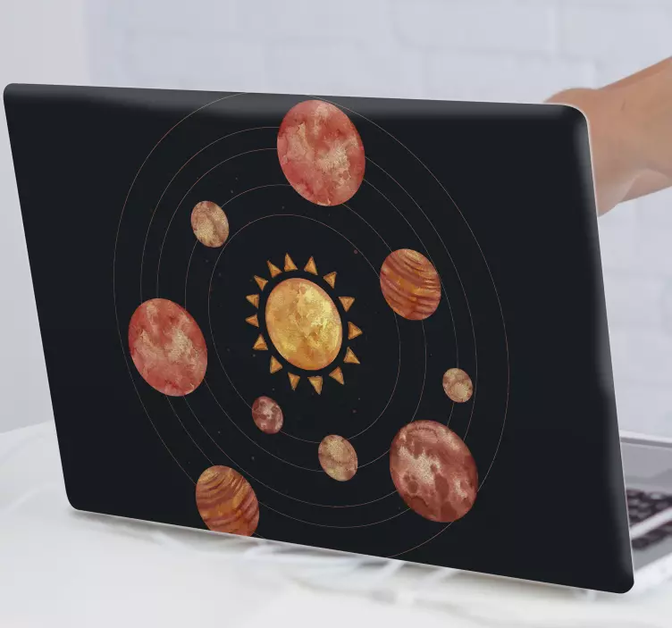 Ontwerp van het zonnestelsel laptop sticker - TenStickers