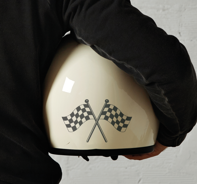 Ontwerp van racevlaggen motor sticker - TenStickers