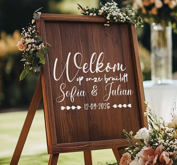 Op maat gemaakte houten plank sticker bruiloft - TenStickers